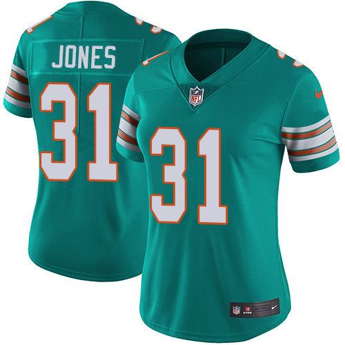Nike Miami Dolphins 31 Byron Jones Aqua Green Alternate Women Stitched NFL Vapor Untouchable Limited Jersey